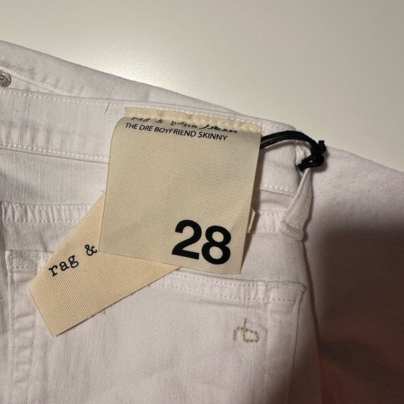 NEW Rag & Bone The Dre Boyfriend Skinny Jeans White Denim Size 28 - Picture 6 of 9